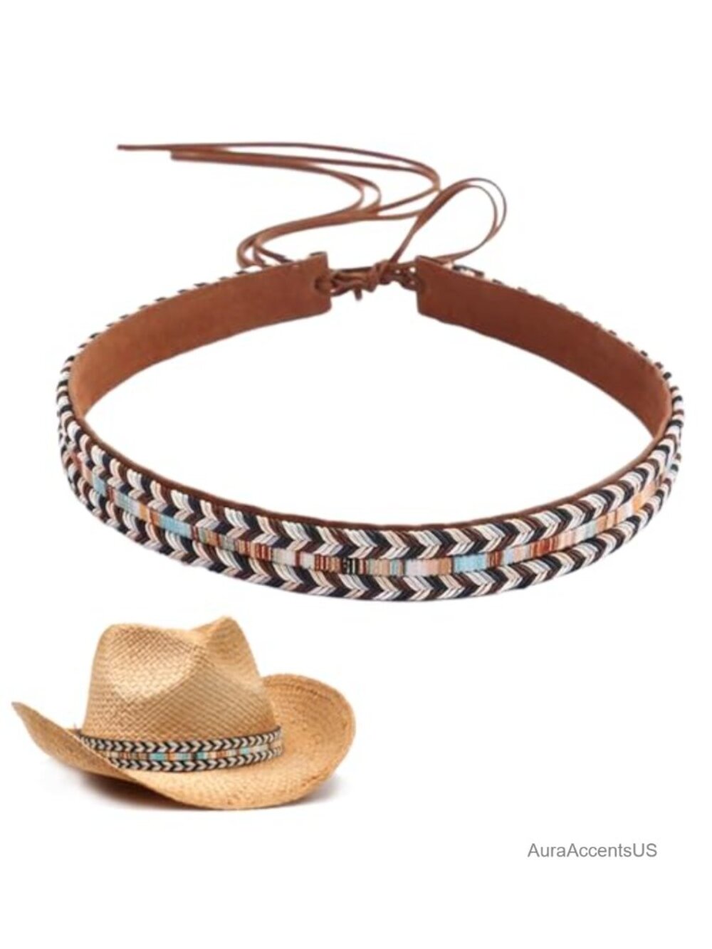 Cowboy Hat Band Braid Fabric Western Hat Accessory Adjustable